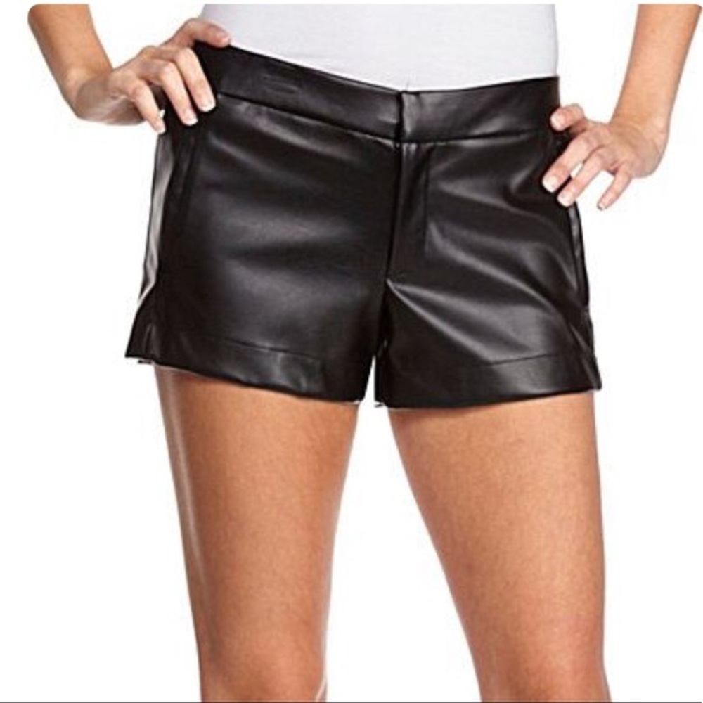 Faux black leather shorts